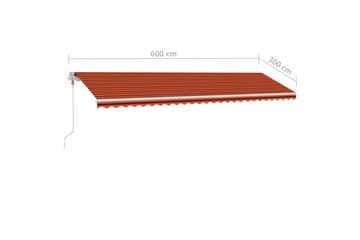 markise m. LED + vindsensor 600x300cm automatisk orange/brun - Orange - Havemøbler - Solafskærmning - Markiser - Balkonmarkise