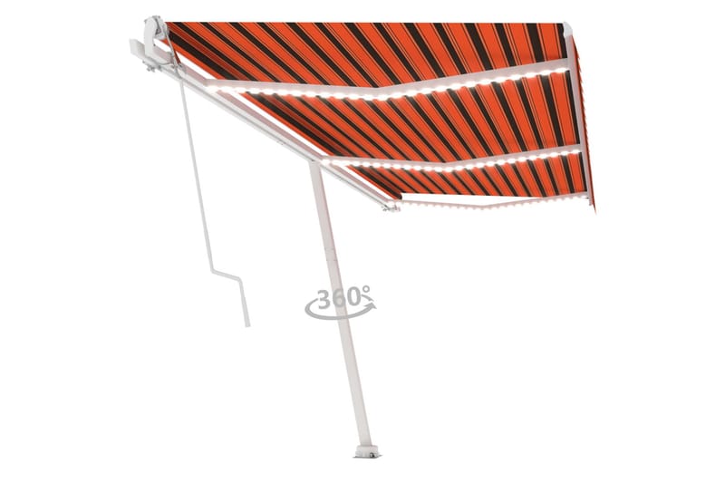 markise m. LED + vindsensor 600x300cm automatisk orange/brun - Orange - Balkonmarkise - Markiser - Terrassemarkise