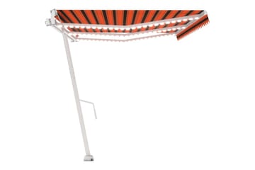 markise m. LED + vindsensor 600x300cm automatisk orange/brun - Orange - Havemøbler - Solafskærmning - Markiser - Balkonmarkise