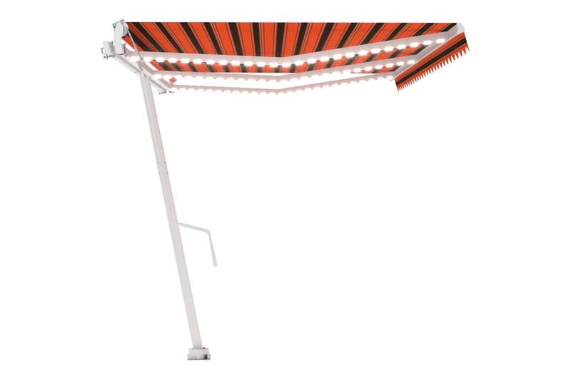 markise m. LED + vindsensor 600x300cm automatisk orange/brun - Orange - Balkonmarkise - Markiser - Terrassemarkise