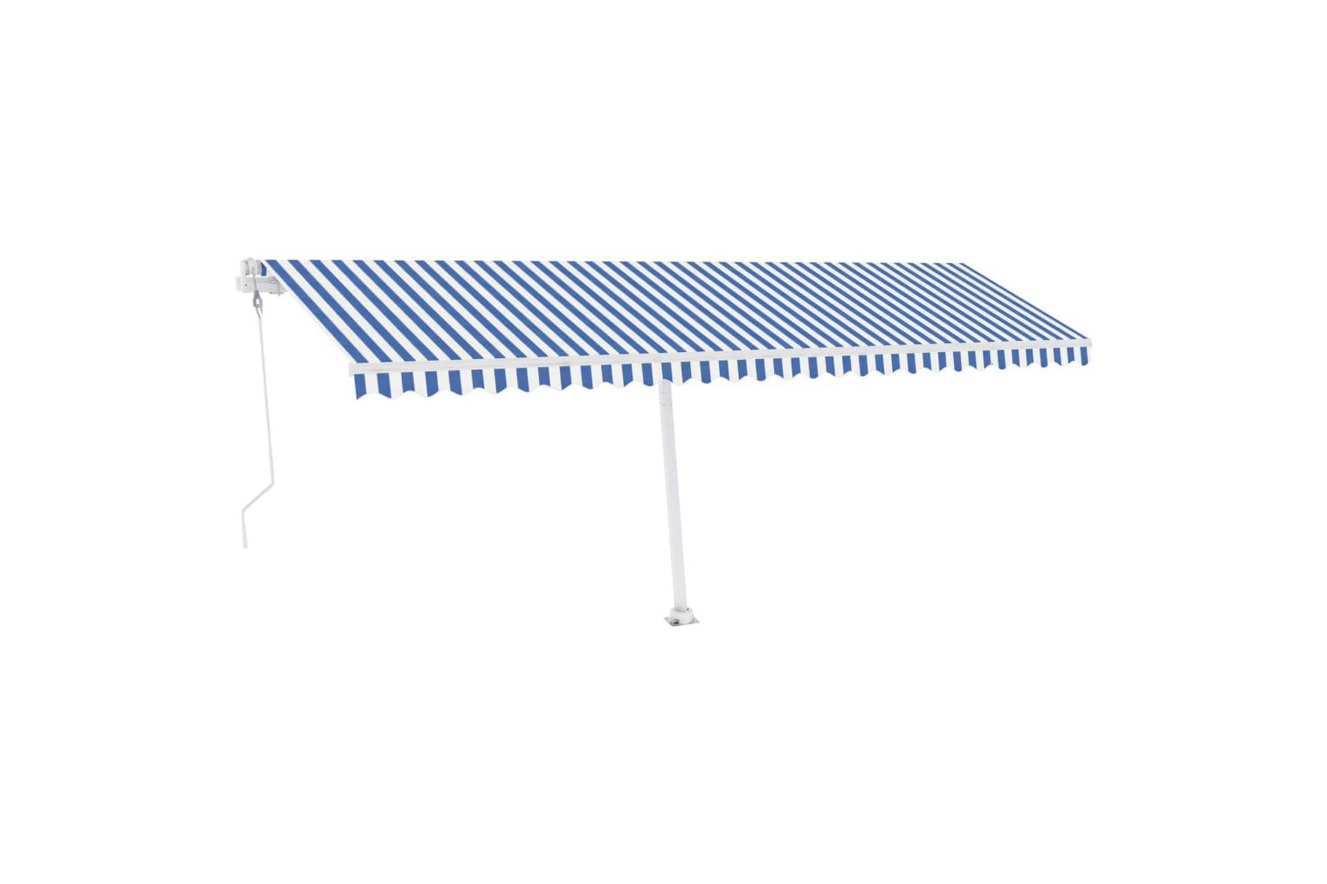 markise m. LED + vindsensor 600x350 cm automatisk - Blå - Havemøbler - Solafskærmning - Markiser - Balkonmarkise
