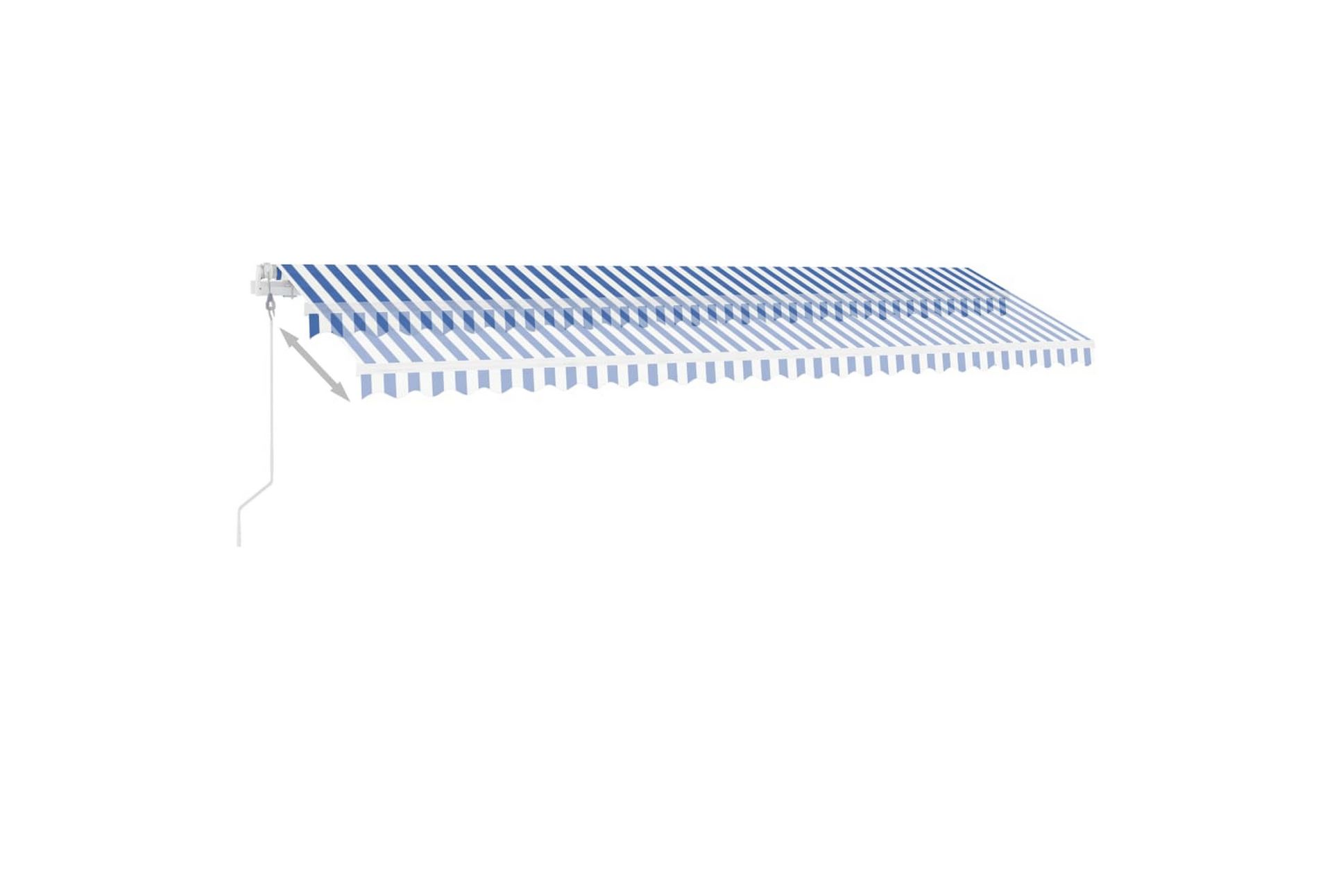 markise m. LED + vindsensor 600x350 cm automatisk - Blå - Havemøbler - Solafskærmning - Markiser - Balkonmarkise