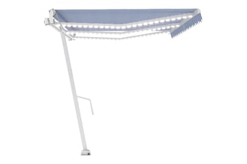 markise m. LED + vindsensor 600x350 cm automatisk - Blå - Havemøbler - Solafskærmning - Markiser - Balkonmarkise