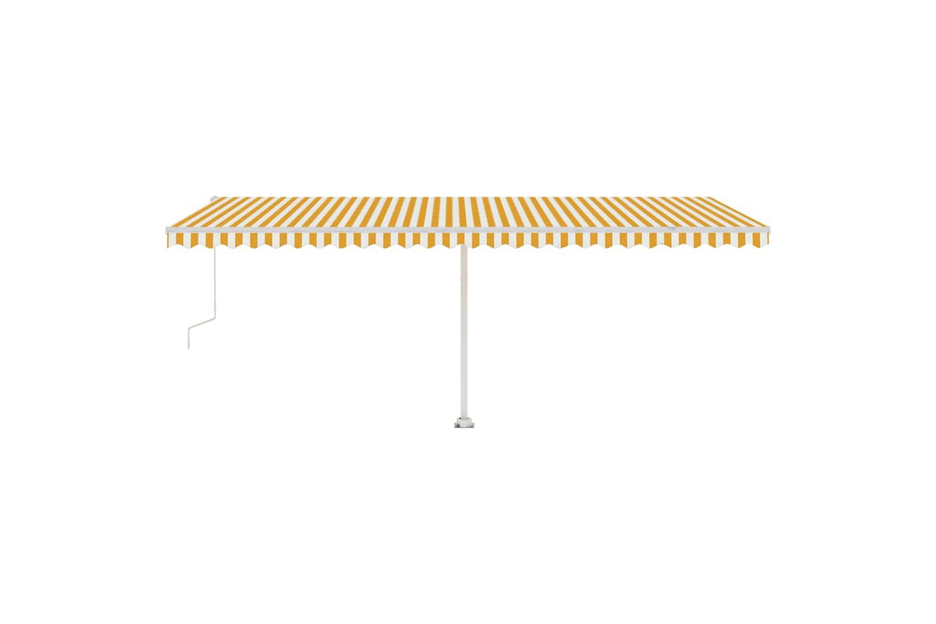 markise m. LED + vindsensor 600x350 cm automatisk gul/hvid - Gul - Havemøbler - Solafskærmning - Markiser - Balkonmarkise