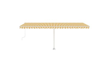 markise m. LED + vindsensor 600x350 cm automatisk gul/hvid - Gul - Havemøbler - Solafskærmning - Markiser - Balkonmarkise