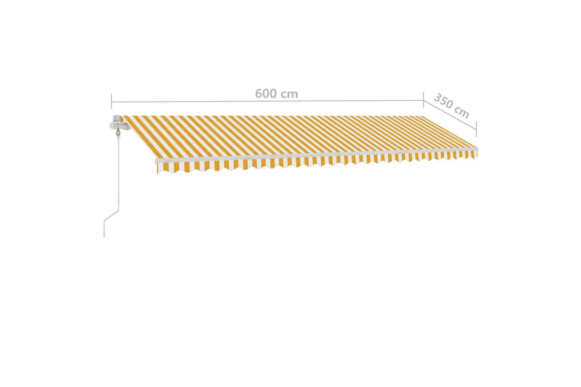 markise m. LED + vindsensor 600x350 cm automatisk gul/hvid - Gul - Havemøbler - Solafskærmning - Markiser - Balkonmarkise