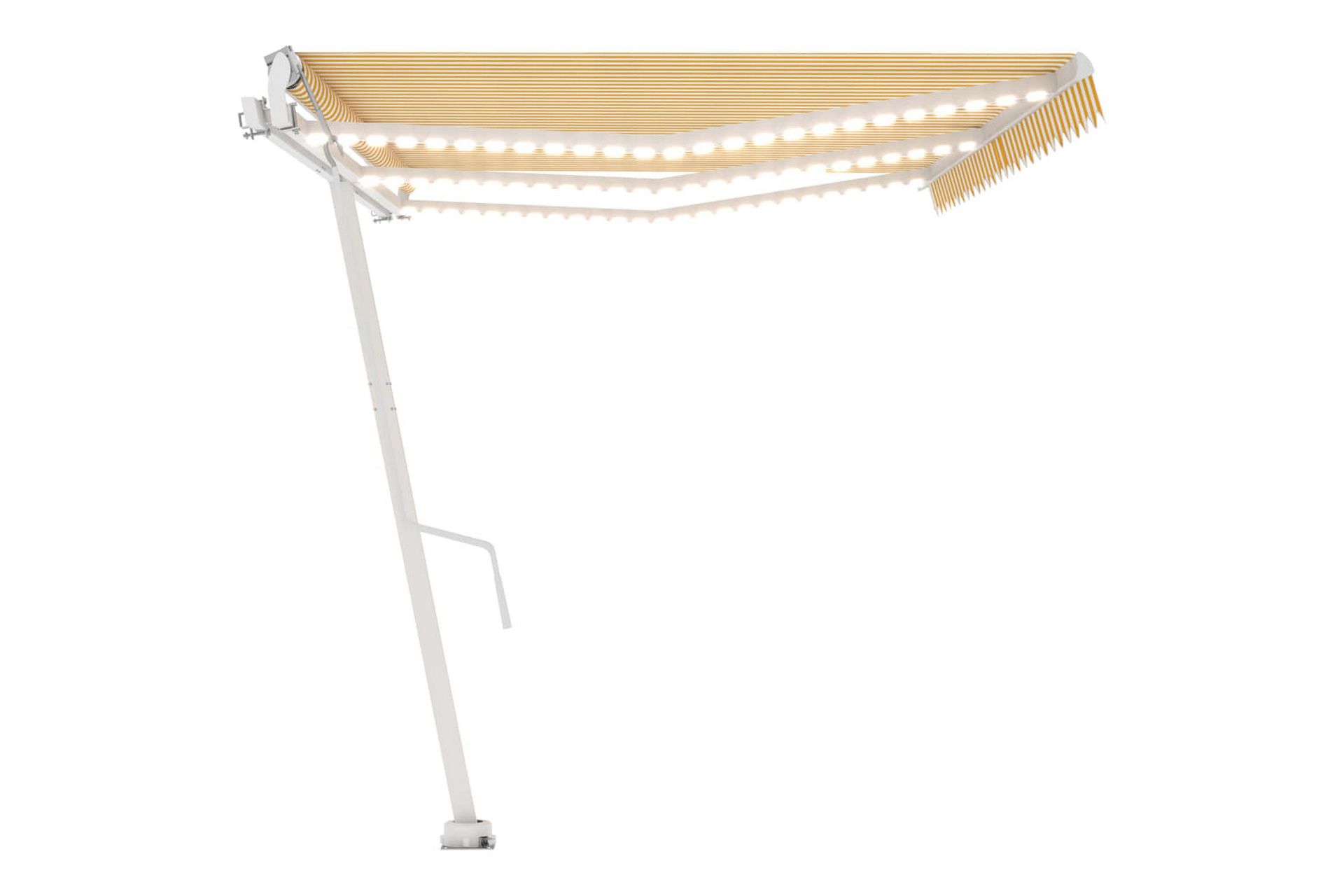 markise m. LED + vindsensor 600x350 cm automatisk gul/hvid - Gul - Havemøbler - Solafskærmning - Markiser - Balkonmarkise