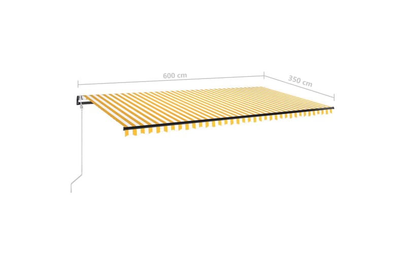 markise m. LED + vindsensor 600x350 cm automatisk gul/hvid - Gul - Balkonmarkise - Markiser - Terrassemarkise