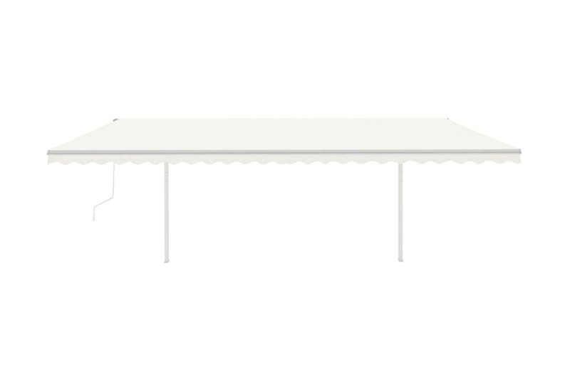 markise m. LED + vindsensor 6x3,5 m automatisk cremefarvet - Creme - Havemøbler - Solafskærmning - Markiser - Balkonmarkise