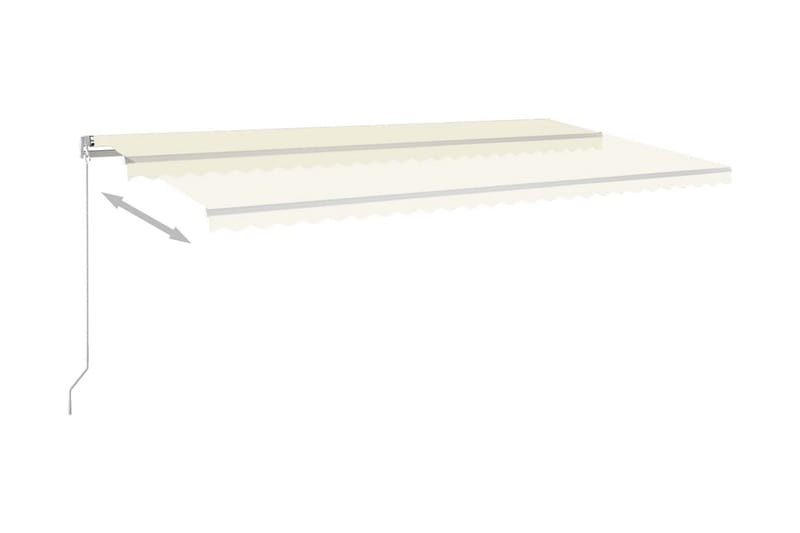 markise m. LED + vindsensor 6x3,5 m automatisk cremefarvet - Creme - Havemøbler - Solafskærmning - Markiser - Balkonmarkise