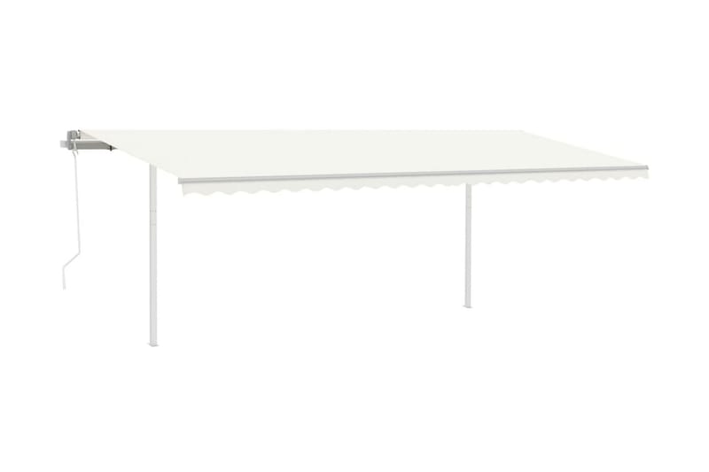 markise m. LED + vindsensor 6x3,5 m automatisk cremefarvet - Creme - Havemøbler - Solafskærmning - Markiser - Balkonmarkise