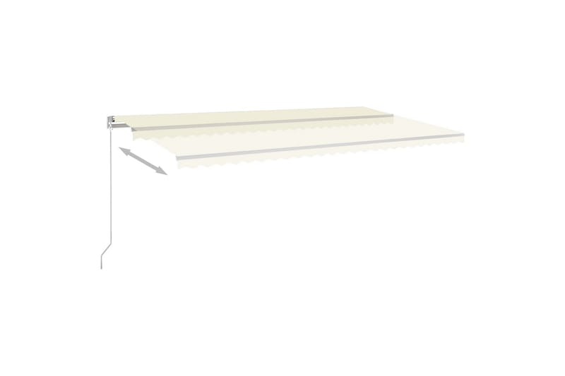 markise m. LED + vindsensor 6x3 m automatisk cremefarvet - Creme - Balkonmarkise - Markiser - Terrassemarkise