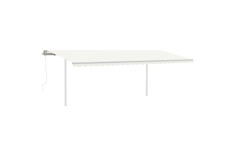 markise m. LED + vindsensor 6x3 m automatisk cremefarvet - Creme - Havemøbler - Solafskærmning - Markiser - Balkonmarkise