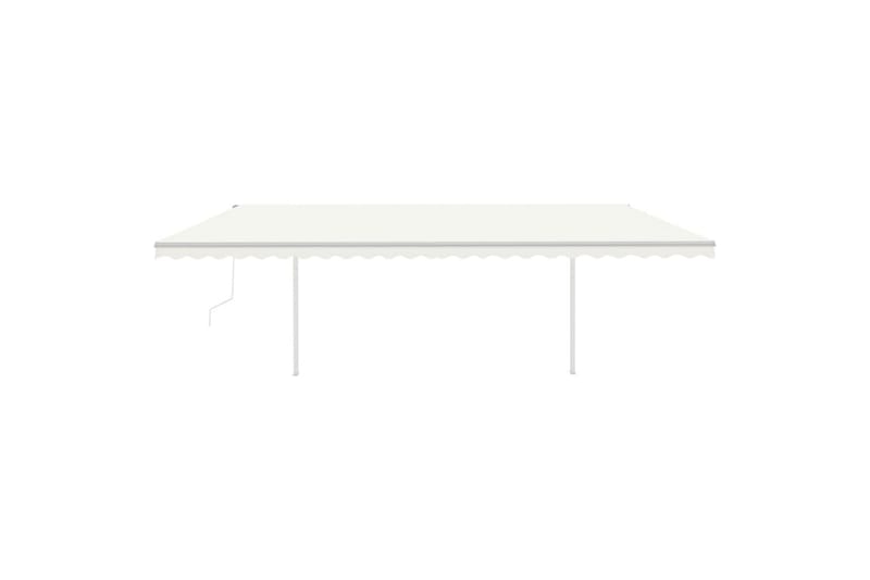 markise m. LED + vindsensor 6x3 m automatisk cremefarvet - Creme - Havemøbler - Solafskærmning - Markiser - Balkonmarkise