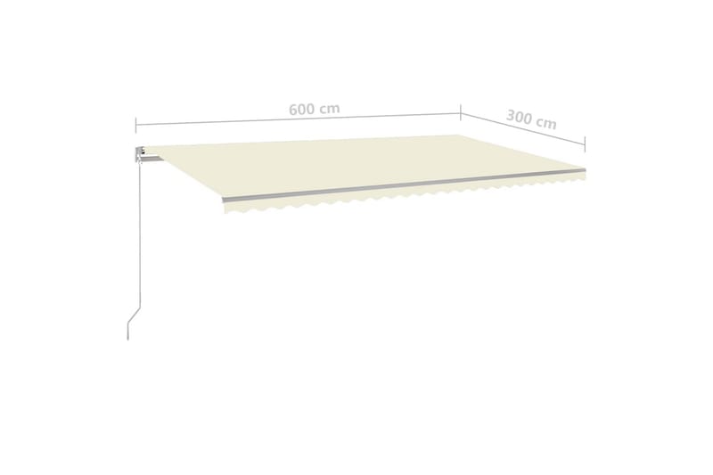 markise m. LED + vindsensor 6x3 m automatisk cremefarvet - Creme - Balkonmarkise - Markiser - Terrassemarkise