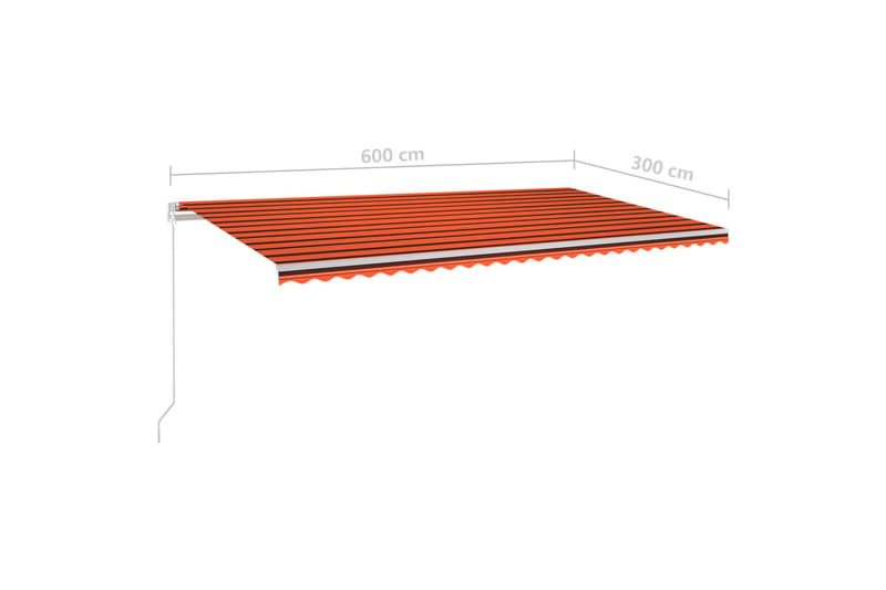 markise m. LED + vindsensor 6x3 m automatisk orange og brun - Orange - Balkonmarkise - Markiser - Terrassemarkise