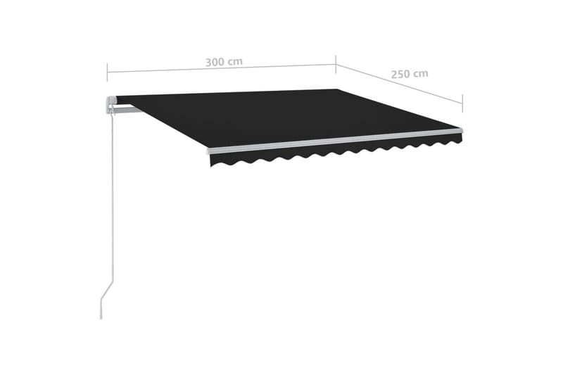 markise m. LED 3x2,5 m manuel betjening antracitgrå - Balkonmarkise - Markiser - Terrassemarkise