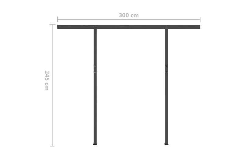 markise m. LED 3x2,5 m manuel betjening cremefarvet - Balkonmarkise - Markiser - Terrassemarkise