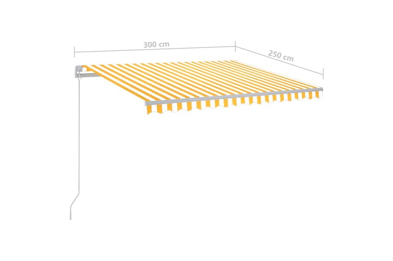 markise m. LED 3x2,5 m manuel betjening gul og hvid - Balkonmarkise - Markiser - Terrassemarkise