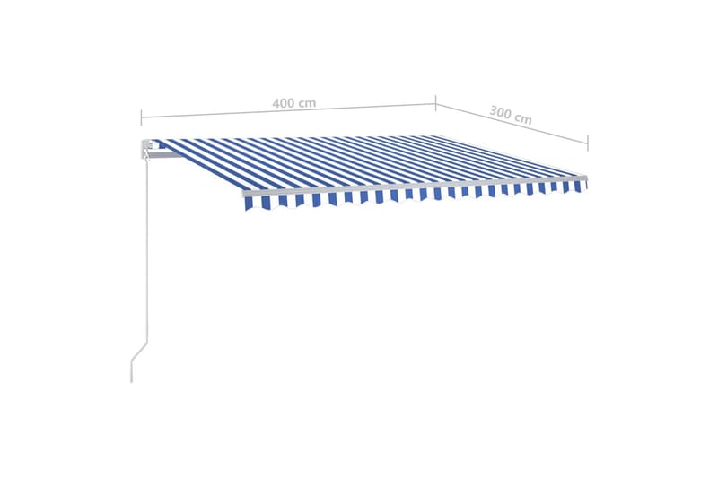 markise m. LED 400x300 cm manuel betjening blå og hvid - Blå - Balkonmarkise - Markiser - Terrassemarkise