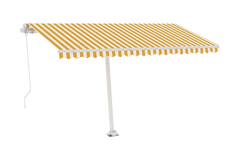 markise m. LED 400x300 cm manuel betjening gul og hvid - Gul - Havemøbler - Solafskærmning - Markiser - Balkonmarkise