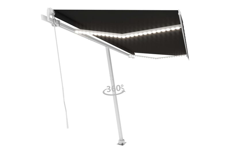 markise m. LED 400x350 cm manuel betjening antracitgrå - Antracit - Havemøbler - Solafskærmning - Markiser - Balkonmarkise
