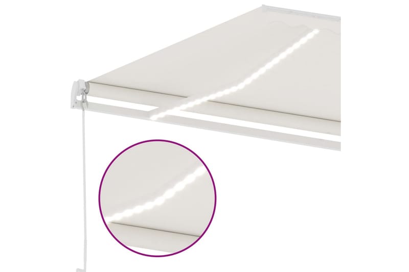 markise m. LED 400x350 cm manuel betjening cremefarvet - Creme - Havemøbler - Solafskærmning - Markiser - Balkonmarkise