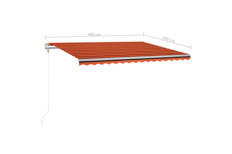 markise m. LED 4x3 m manuel betjening orange og brun - Orange - Balkonmarkise - Markiser - Terrassemarkise