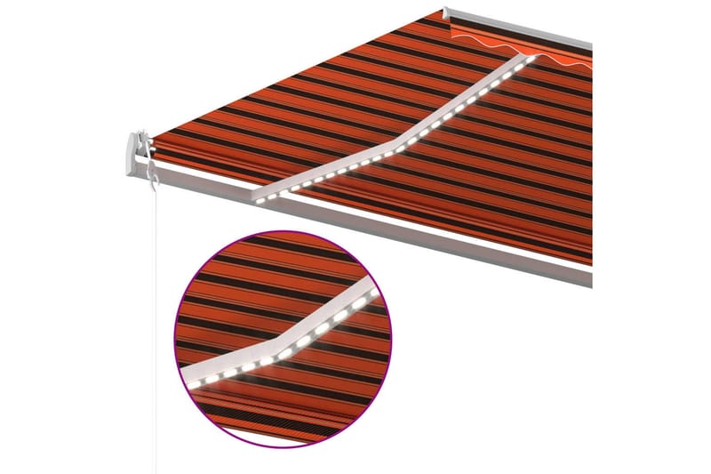 markise m. LED 5x3 m manuel betjening orange og brun - Balkonmarkise - Markiser - Terrassemarkise