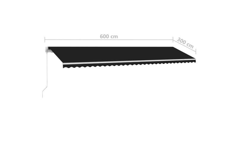 markise m. LED 600x300 cm manuel betjening antracitgrå - Antracit - Havemøbler - Solafskærmning - Markiser - Balkonmarkise