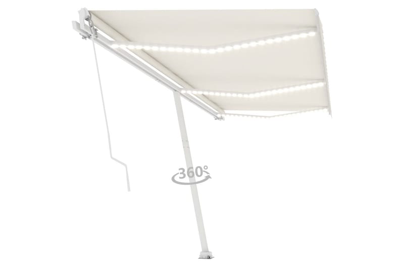 markise m. LED 600x300 cm manuel betjening cremefarvet - Creme - Havemøbler - Solafsk�ærmning - Markiser - Balkonmarkise