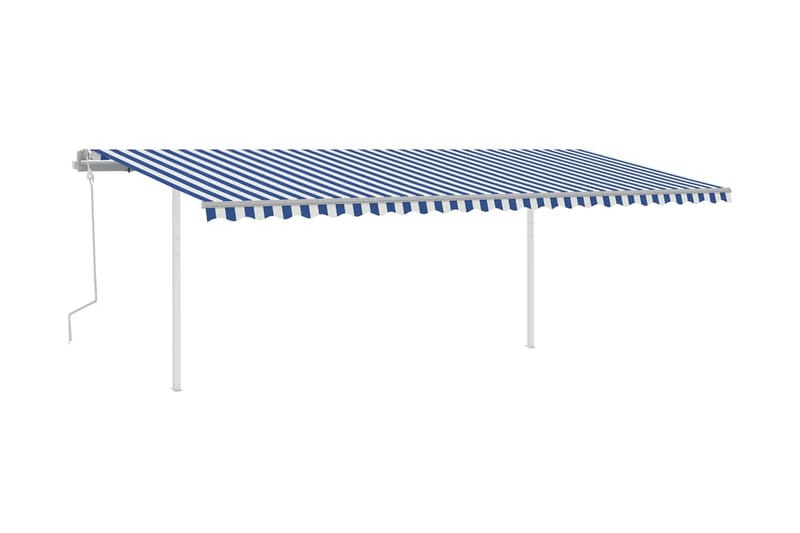 markise m. LED 6x3,5 m manuel betjening blå og hvid - Blå - Balkonmarkise - Markiser - Terrassemarkise