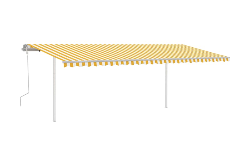 markise m. LED 6x3,5 m manuel betjening gul og hvid - Gul - Balkonmarkise - Markiser - Terrassemarkise