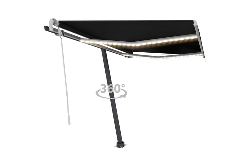 markise m. LED-lys 300x250 cm manuel betjening antracitgrå - Antracit - Havemøbler - Solafskærmning - Markiser - Balkonmarkise