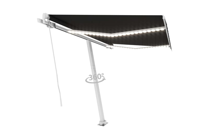 markise m. LED-lys 300x250 cm manuel betjening antracitgrå - Antracit - Havemøbler - Solafskærmning - Markiser - Balkonmarkise