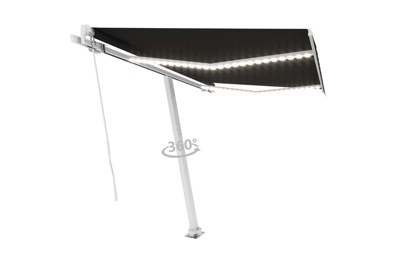 markise m. LED-lys 300x250 cm manuel betjening antracitgrå - Antracit - Balkonmarkise - Markiser - Terrassemarkise