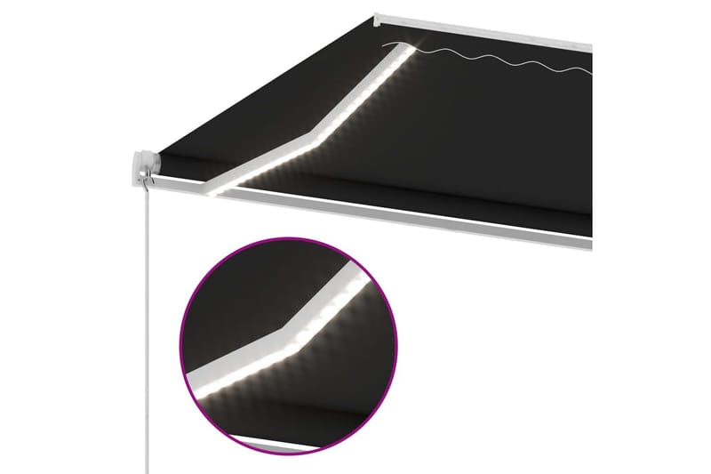 markise m. LED-lys 300x250 cm manuel betjening antracitgrå - Antracit - Havemøbler - Solafskærmning - Markiser - Balkonmarkise