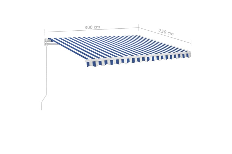 markise m. LED-lys 300x250 cm manuel betjening blå og hvid - Blå - Balkonmarkise - Markiser - Terrassemarkise