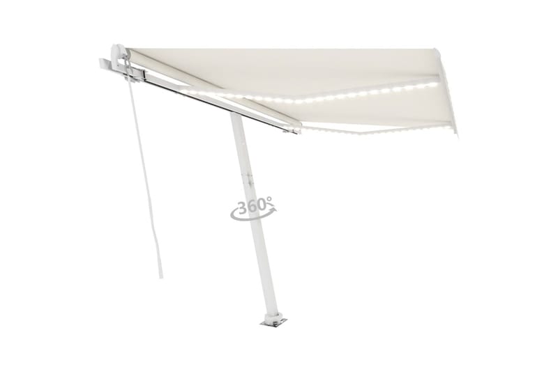 markise m. LED-lys 300x250 cm manuel betjening cremefarvet - Creme - Havemøbler - Solafskærmning - Markiser - Balkonmarkise