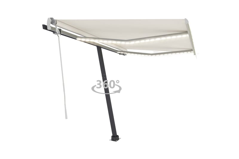 markise m. LED-lys 300x250 cm manuel betjening cremefarvet - Creme - Havemøbler - Solafskærmning - Markiser - Balkonmarkise