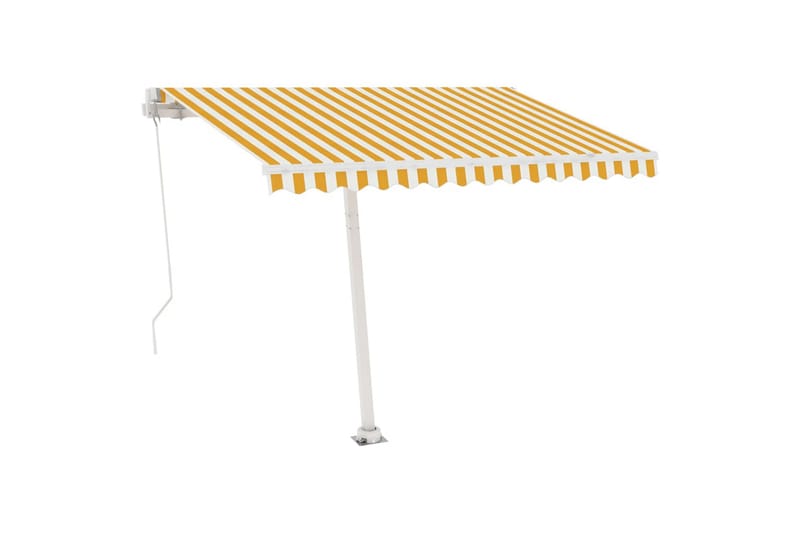 markise m. LED-lys 300x250 cm manuel betjening gul og hvid - Gul - Havemøbler - Solafskærmning - Markiser - Balkonmarkise