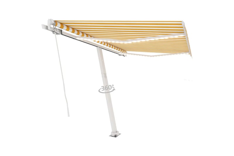 markise m. LED-lys 300x250 cm manuel betjening gul og hvid - Gul - Havemøbler - Solafskærmning - Markiser - Balkonmarkise