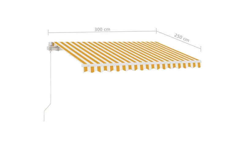 markise m. LED-lys 300x250 cm manuel betjening gul og hvid - Gul - Havemøbler - Solafskærmning - Markiser - Balkonmarkise