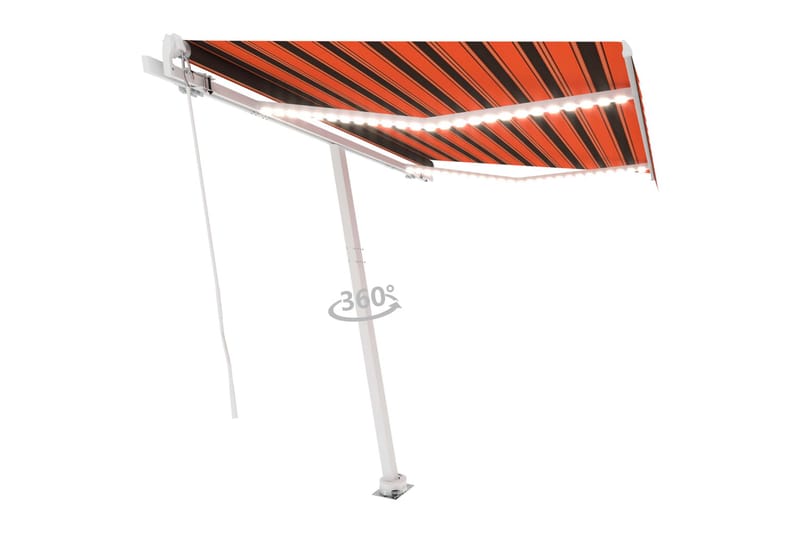 markise m. LED-lys 300x250 cm manuel betjening - Orange - Havemøbler - Solafskærmning - Markiser - Balkonmarkise