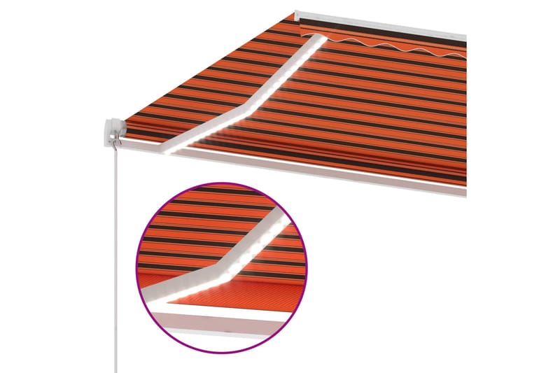 markise m. LED-lys 300x250 cm manuel betjening - Orange - Havemøbler - Solafskærmning - Markiser - Balkonmarkise