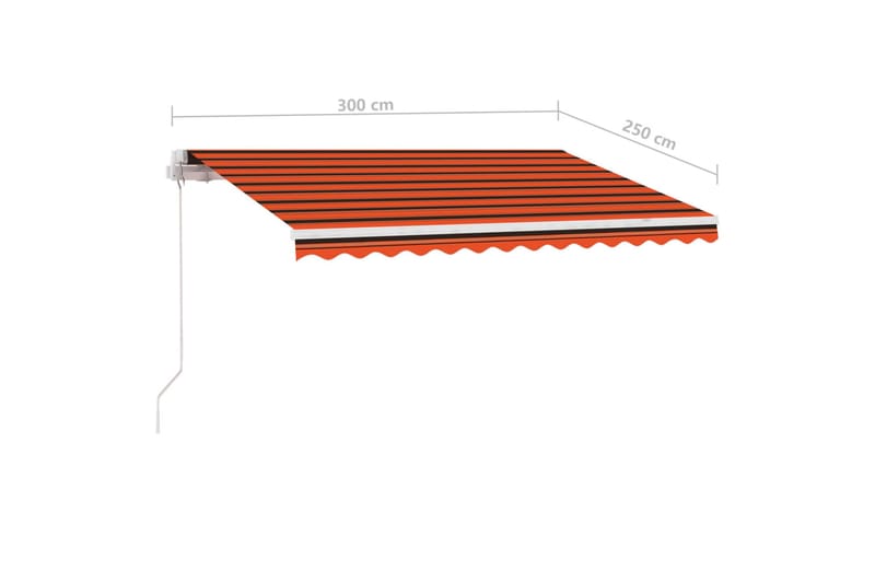markise m. LED-lys 300x250 cm manuel betjening - Orange - Havemøbler - Solafskærmning - Markiser - Balkonmarkise
