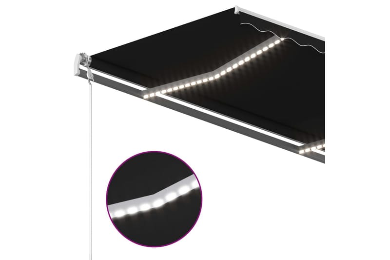 markise m. LED-lys 350x250 cm manuel betjening - Antracit - Havemøbler - Solafskærmning - Markiser - Balkonmarkise