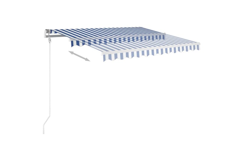 markise m. LED-lys 350x250 cm manuel betjening - Blå - Havemøbler - Solafskærmning - Markiser - Balkonmarkise