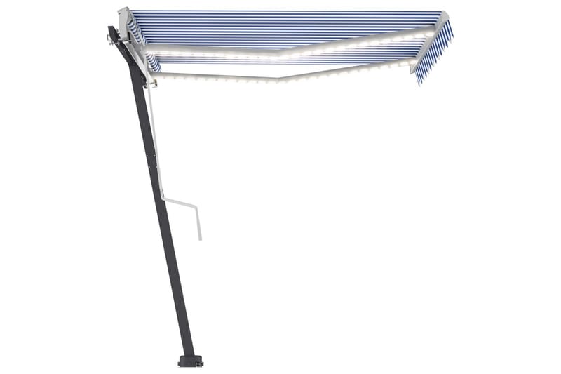 markise m. LED-lys 350x250 cm manuel betjening - Blå - Havemøbler - Solafskærmning - Markiser - Balkonmarkise