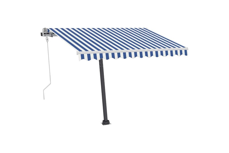 markise m. LED-lys 350x250 cm manuel betjening - Blå - Havemøbler - Solafskærmning - Markiser - Balkonmarkise